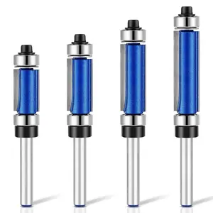 4 count Top & Bottom Bearing Flush Trim Router Bit 1/4" Shank, Carbide Flush Cut Router Bit Set,  Diameter 1/2",  Length: 3/4", 1", 1-1/4", 1-1/2"