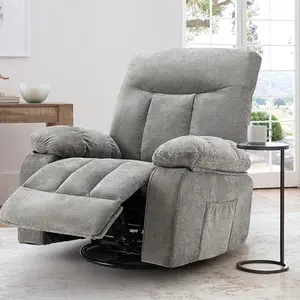 Manual Swivel Recliner Chair，With 360° Swivel And Adjustable Backrest 90° 150°, High Density Foam Cushion PU Leather Cover, Anti Slip Foot Pads For Home Office And Leisure Use
