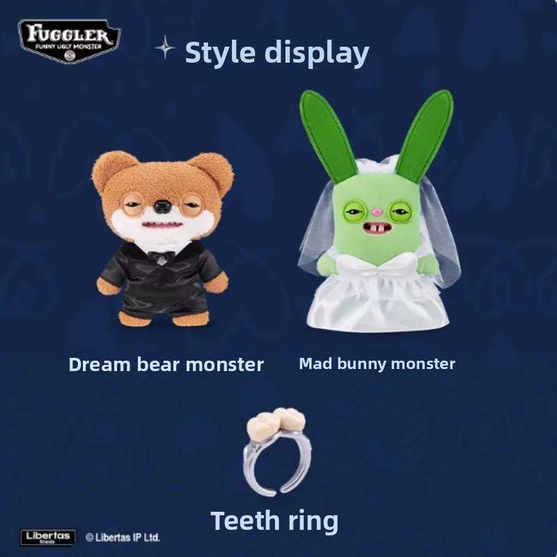 2026 New Fuggler Wedding Theme Ugly-Cute Monster Plush Toy | Funny Toothy Stuffed Doll | Trendy Collectible, Desk Decor & Gift
