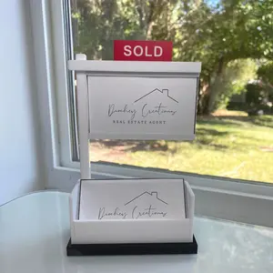 Real Estate Business Card Display Stand, Sales Namecard Holder Box, Professional Business Card Showcase, Ideal for Real Estate Agents