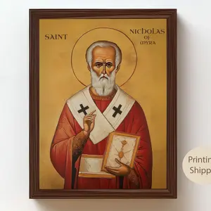 Saint Nicholas of Myra Byzantine Icon, Orthodox Christian Art No-frame, Religious Home Decor Gift