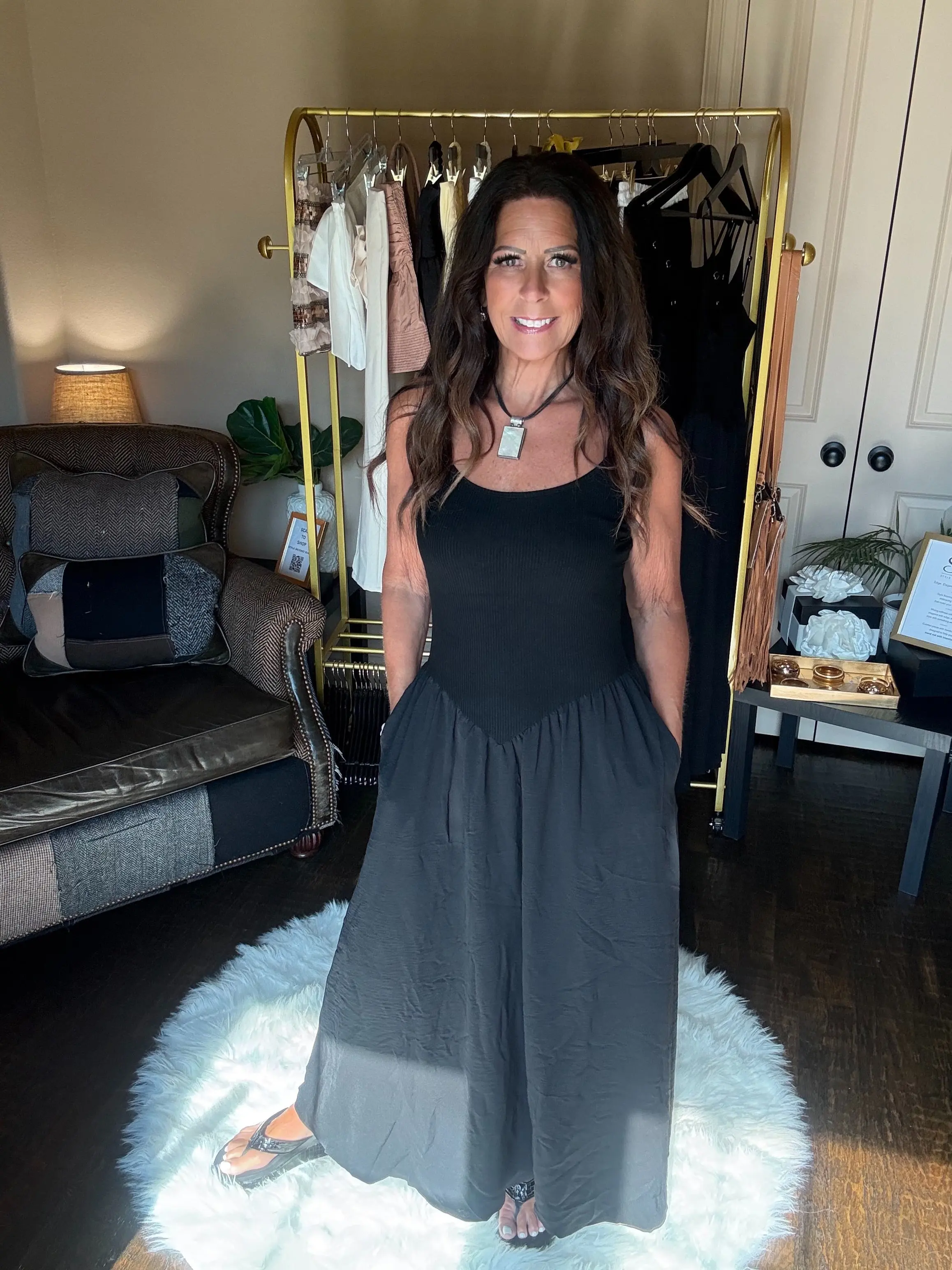 Black Drop Waist Maxi Dress