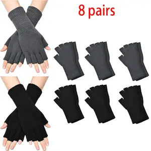 A Set of 8/4 Pairs Winter Fingerless Gloves for Women,Half Finger Typing Gloves with Long Wrist Cuff Knit Fingerless Mittens for Ladies,Girls,Halloween Christmas Party Gifts,Tools & Hardware