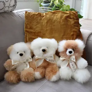 Boho home decor teddy bear plushie - authentic alpaca fur teddy bear for unique home decor