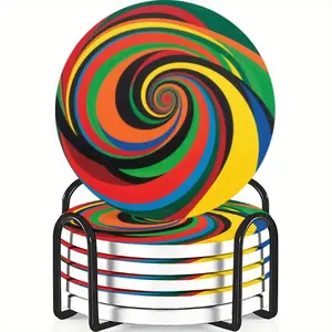 6-Piece Coaster Set Abstract Curves Ceramic Non-Slip Heat Resistant, Ideal for Coffee & Drink Home Restaurant Decor Gift