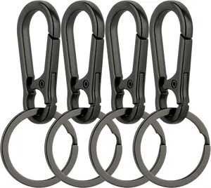 Metal Keychains Keyring Key Chain Ring Clip Holder Organizer for Home Car Keys Key Finder Women Men Zinc Alloy Stainless Steel Black