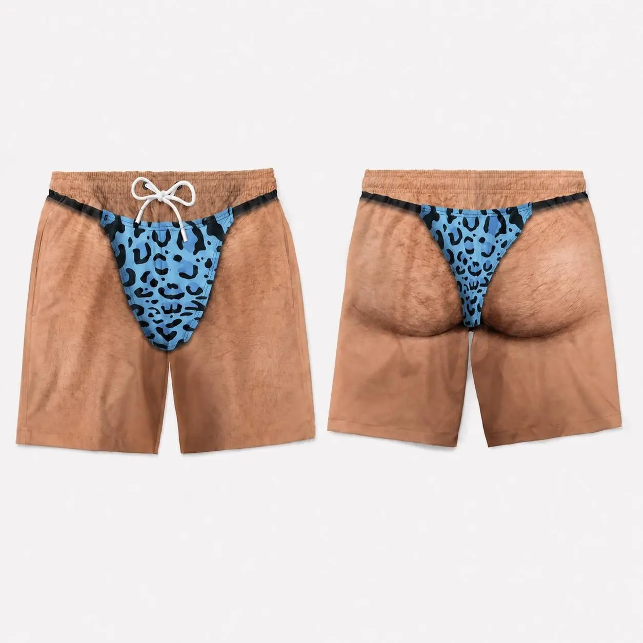 Funny Men Swim Trunks: Personalized Leopard Thong Bikini Beach Short Beach Shorts, Summer Vacation Gifts For Men, Gag Gift For Him