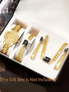 5 Women's Elegant Multifunctional Watch, Necklace, Bracelet, and Earring Set - The Perfect Gift for Mother's Day, Birthday, or Anniversary