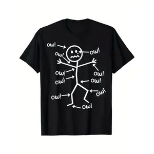 Vintage Digital Printed Men's Fashion Street Short Sleeve Crew Neck T-Shirt, Plus Size T-Shirt, 100% Cotton., PLUS SIZE