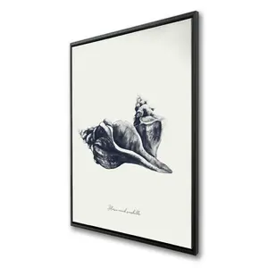 212 MAIN 24x36 in. Framed Wall Art Print - Artistic Blue Horse, Conch, Seashell Design, Ready-to-Hang Coastal Decor for Beach Lovers, Ocean-Themed Room Art for Serene Atmosphere