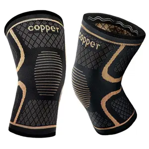 Copper Knee Braces 2-Pack, Unisex Fit - Compression Sleeves for Knee Pain Relief, Arthritis, ACL, Meniscus Tear, Joint Support - Stabilizing Brace for Running, Weightlifting, Sports Recovery