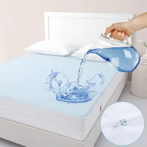 King Zippered Mattress Encasement - 6 Sided Waterproof Mattress Protector with Zipper - Machine Washable Mattress Cover Fits 10-15 Inches