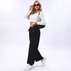 Women's High Waisted Drawstring Waist Wide Leg Sweatpants with Pockets Casual Loose Yoga Pants