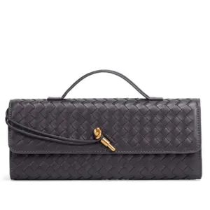 Evening Bag for Women with Black Quilted Design, Adjustable Strap, and Gold Clasp