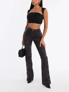 The Backbeat Coated Denim Bootcut Jeans - Black/Brown