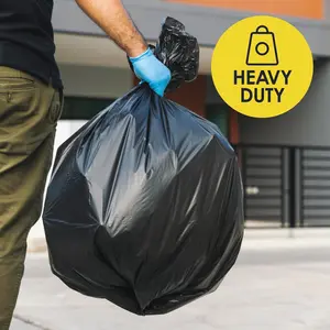 Extra Large Industrial Trash Bags, Lawn and Leaf Bags, Extra Large Outdoor Contractor Trash Can Liners, Commercial Trash Bags. Durable, puncture resistant, leak proof, suitable for compaction, multi-purpose, odorless black bags