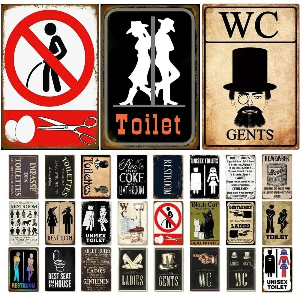 8x12in Vintage Funny Toilet Metal Iron Sign Plaque WC Lavatory Toilets Wall Art Bar Club Bathroom Restroom Toilet Wall Decoration