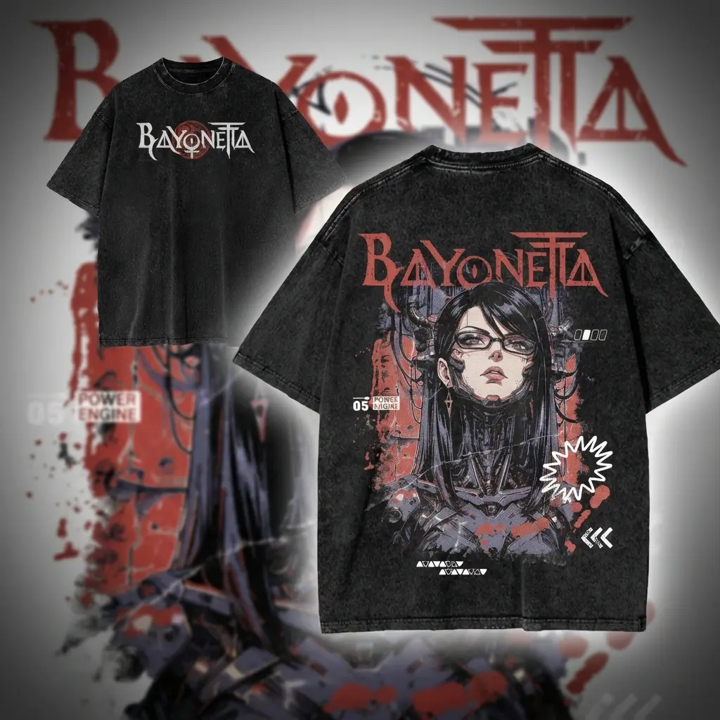 Bayonetta Graphic Top Shirt, Techno Design gifts for men shirt Cotton Fabric Soft Top Menswear streetwear Casual Streetwear Menswear, Gamer Gift Tshirt Breathable