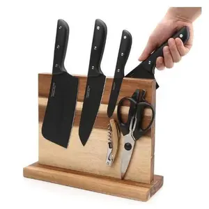 Wooden magnetic knife rack household kitchen knife storage rack kitchen knife shelf creative kitchen knife display stand