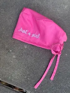 Just a Girl Pink Scrub Cap Surgical Doctor