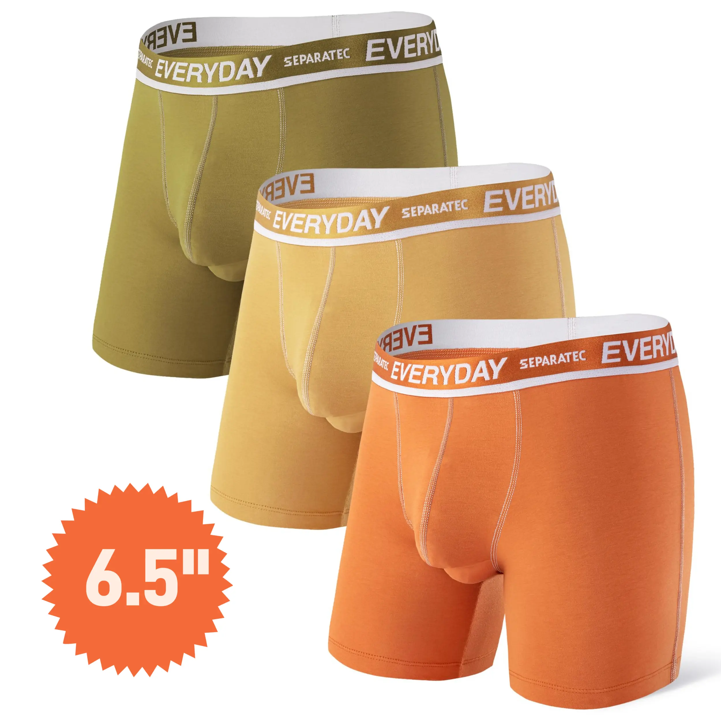 Cardamom Green/Orange/Yellow-6.5"Inseam-3 Pack