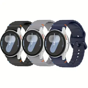 3-Pack Sport Bands for Galaxy Watch 7, Soft Silicone Replacement Straps, Compatible with Samsung Galaxy Watch Fe/6/5/4, Unisex, Durable, Fashionable, Smart Watch Accessories