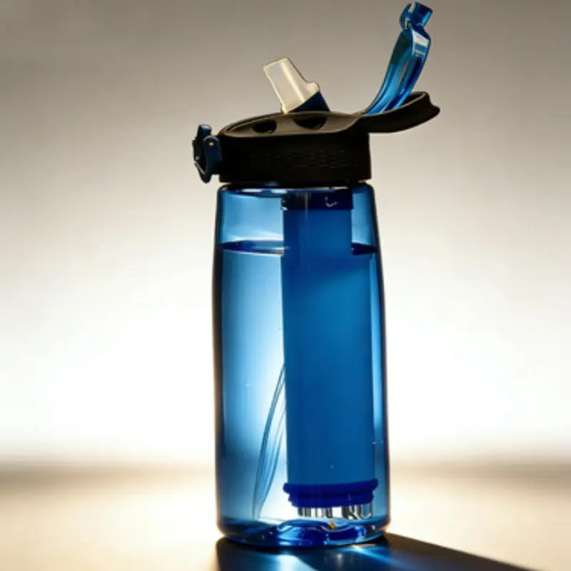 Water Bottle Filter Flask with Locking Cap, Free Travel Hiking Camping Water Purification Straw, Outdoor Survival Filter, Portable water bottle