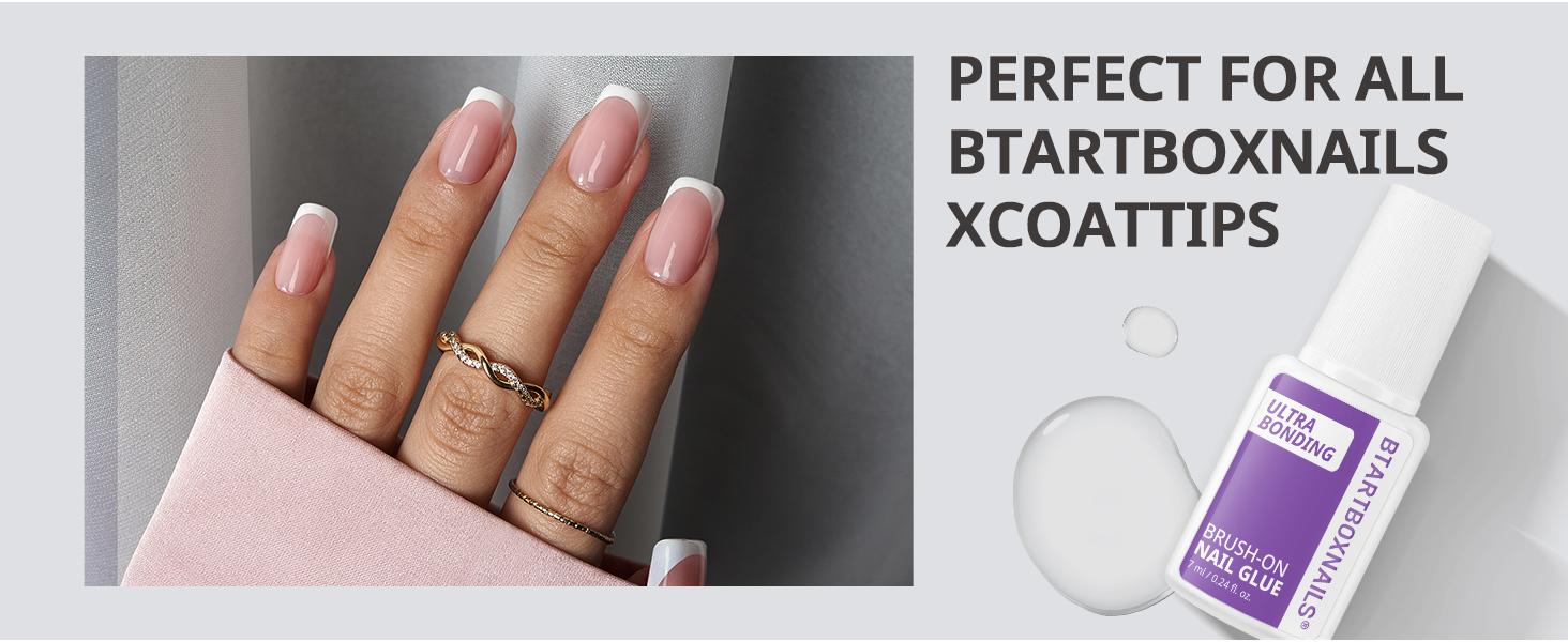 BTArtboxnails Strong Nail Glue for Press Ons - Brush on Glue for Nail Tips & Acrylic Fake Nails,  Quick Air Dry & Long-Lasting, Mess-Free & Easy Application