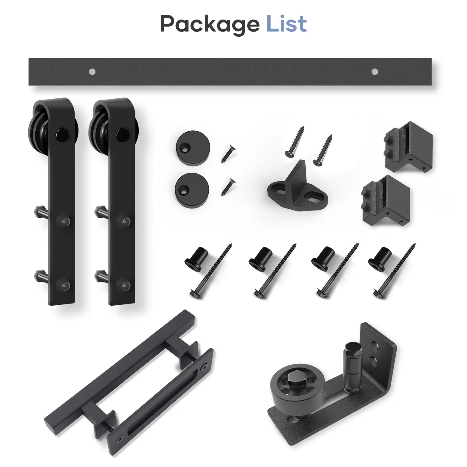 EaseLife Sliding Barn Door Track & Handle（NO DOOR!!） Hardware Kit Basic J Pulley Smooth Quiet Easy Install for Various Door Sizes Slide Doors