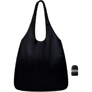 Ultralight Foldable Tote for Women & Men, Reusable Grocery & Travel Bag, Packable Collapsible Compact Market Essential (Standard Black)