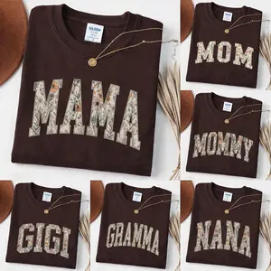 Custom Mama T-Shirt - Dark Chocolate Colors , Mothers Day Gift, Personalized Grandma T-Shirt, Gigi T-Shirt, Grammy Mimi Nonny Mommy Honey T-Shirt