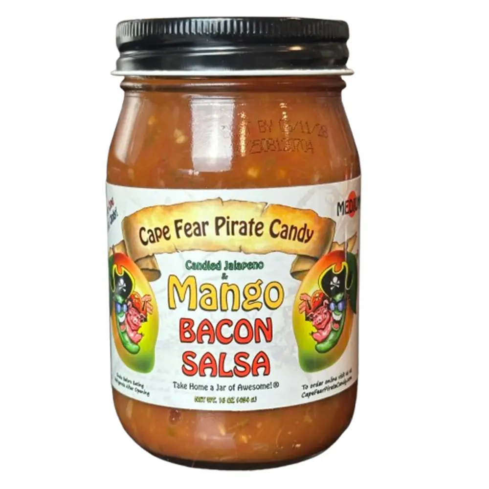 Mango Bacon Salsa - Cape Fear Pirate Candy - Candied Jalapeno Pepper and Mango Bacon, Medium Spice, Sweet, Smoky, Savory