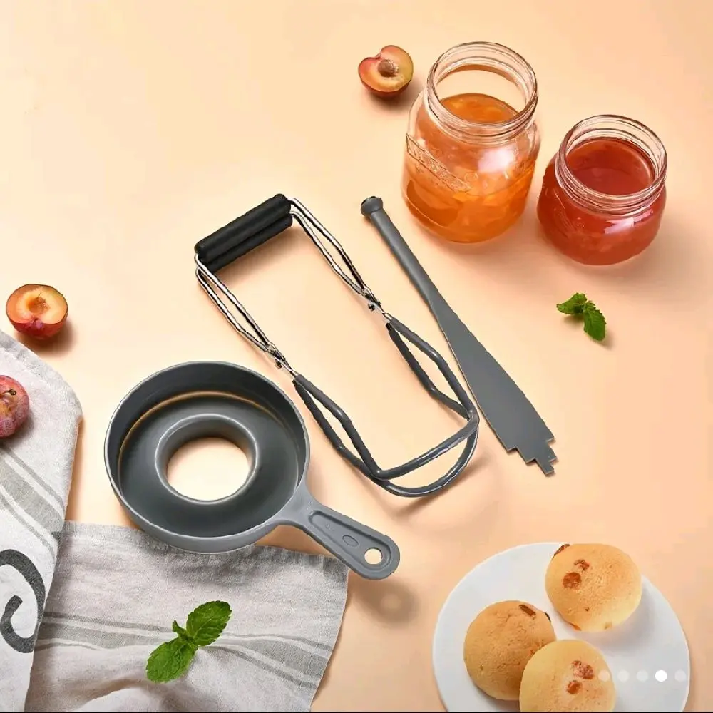 Canning Supplies Starter Kit Home Canning Set for Beginners- 3 Pcs BPA-free plastic food grade, Includes Wide Mouth Jar Funnel, Magnetic Lid Lifter, Stainless Steel Jar Lifter,  Kitchen Utensils