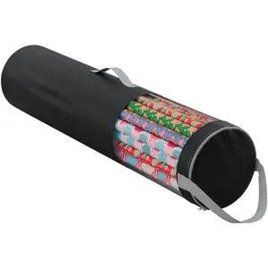 Wrapping Paper Storage Bag Under Bed Organizer for Storing Multiple Rolls of Gift Wrap, 42” Durable 600D Oxford Material Container, Black