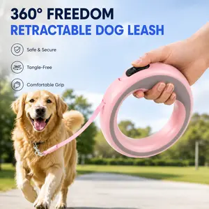 One 2.5-meter Retractable Leash with a Circular Ring, One-click Lock, and Free Adjustable Length. A Hand-loop Style Lead Suitable for Taking Small Dogs for Walks