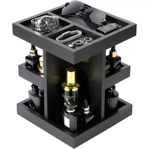 EXIN DECHEN Cologne Organizer for Men,Cologne Stand,3 Tier Wooden Perfume Shelf with Rotate,Desk Organizer,Gift for Dad From Wife,Husband Boyfriend Birthday Gift Ideas,Fathers Day Gift for Men