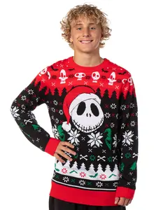 Mad Engine The Nightmare Before Christmas Men's Santa Jack Adult Ugly Sweater Knit Pullover