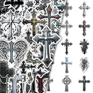 50 Cross Dark Gothic Edgy Design Stickers, Creative DIY Decor for Scrapbooks, Phone Cases, and Tablets