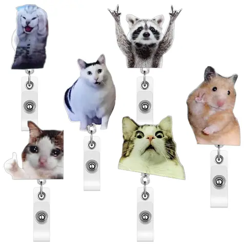 Gejoy Adorable Animal Shaped Badge Reels Set (3/4/6pcs) - Cute Design Plastic Retractable ID Card Holder with Alligator Clip, Office/Medical/School Supplies for Students, Back to School Gifts, Badge Decoration, Animal Shaped Badges