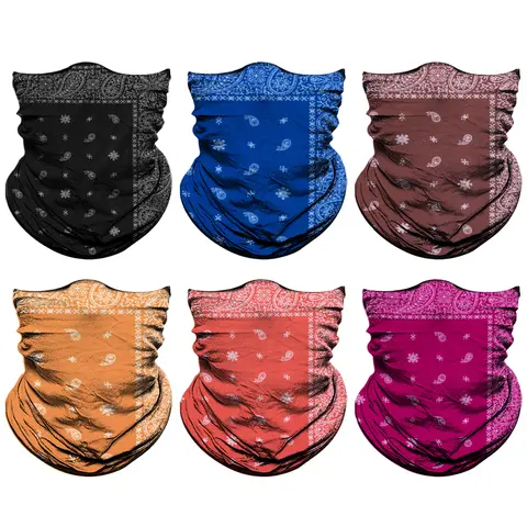 Venswell Neck Gaiter Face Mask Men Women,Seamless Bandana Rave Face Cover Scarf Mask,Balaclava,Headband, Head Wrap,Headwear 6pcs