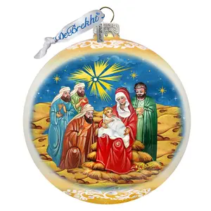 G.DeBrekht 73920G 5 x 5.5 in. Holy Family & Three Kings Large Holiday Glass Collectible Ornaments