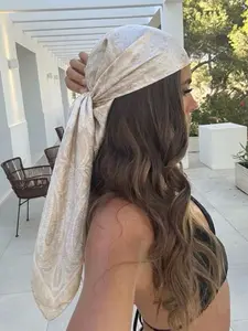 Boho Style Paisley Chiffon Bandana, Unisex Summer 90x90cm Soft Sun Protection Breathable Headscarf, Fashion Accessory for All Seasons