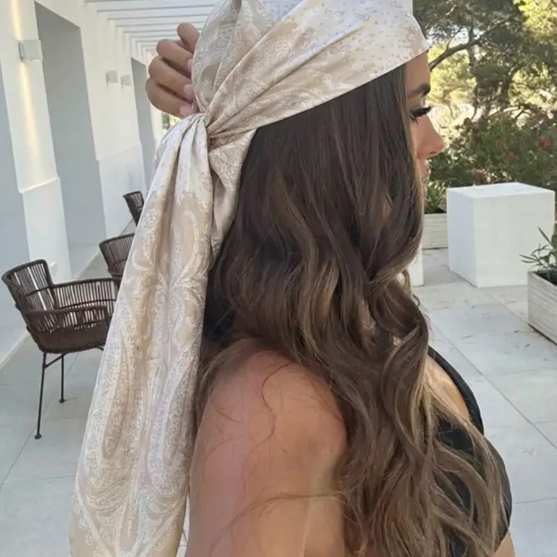 Boho Style Paisley Chiffon Bandana, Unisex Summer 90x90cm Soft Sun Protection Breathable Headscarf, Fashion Accessory for All Seasons, Casual Soft Scarf, Paisley Bandanas