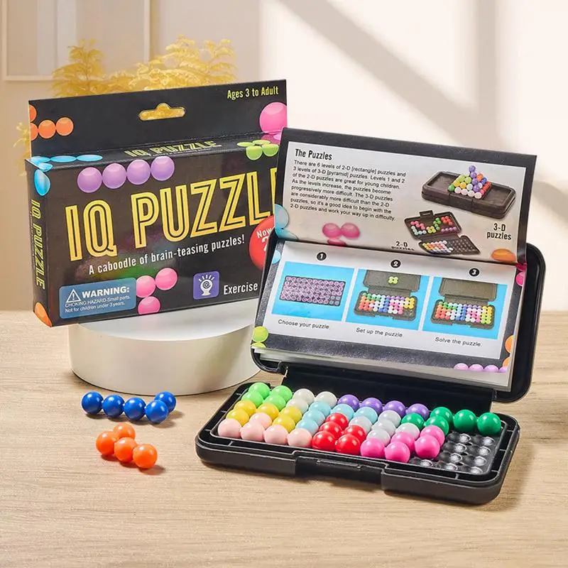 Colorful Beads Puzzle Game, 1 Set Logic Training Puzzle Game, Changable Pyramid Board Game, Family Game, Birthday Gift