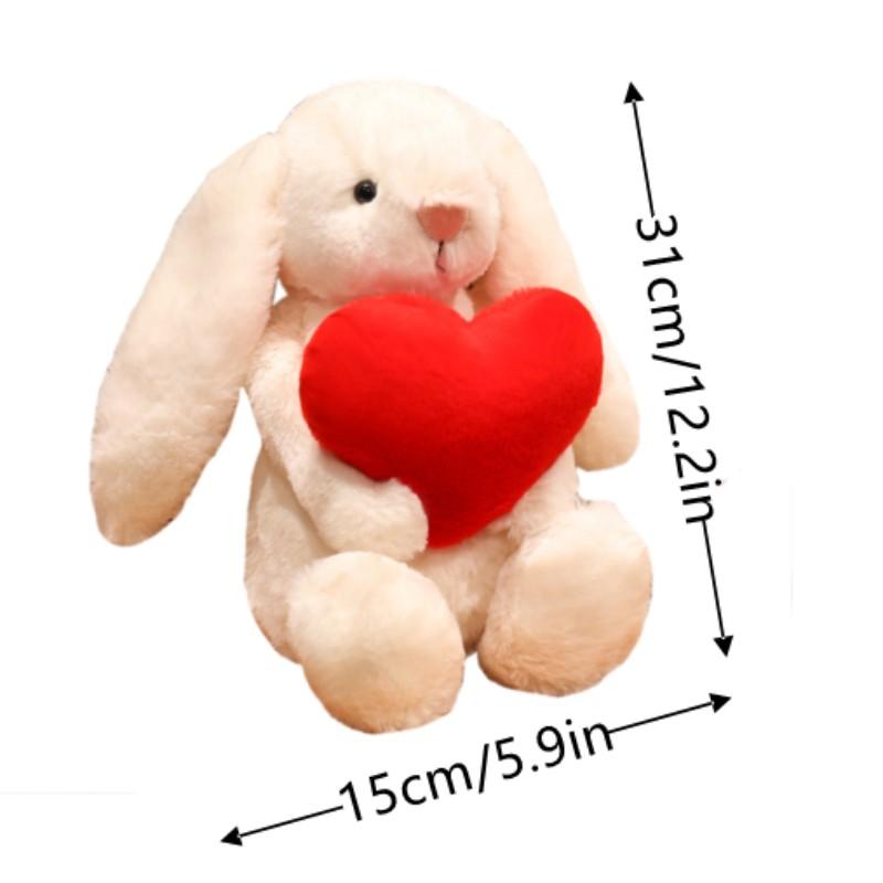 31cm Valentine's Day Bonnie Rabbit Plush Toy, Holding Heart Rose Cake, Soft Handfeel, Perfect Gift for Girlfriend, Easter and Proposal