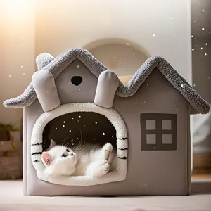 Cat house kennel, suitable for cat puppy nest, removable and washable cat nest, warm cat bed soft and comfortable cat bed, cat nest mat, hamster pet puppy cave nest gift