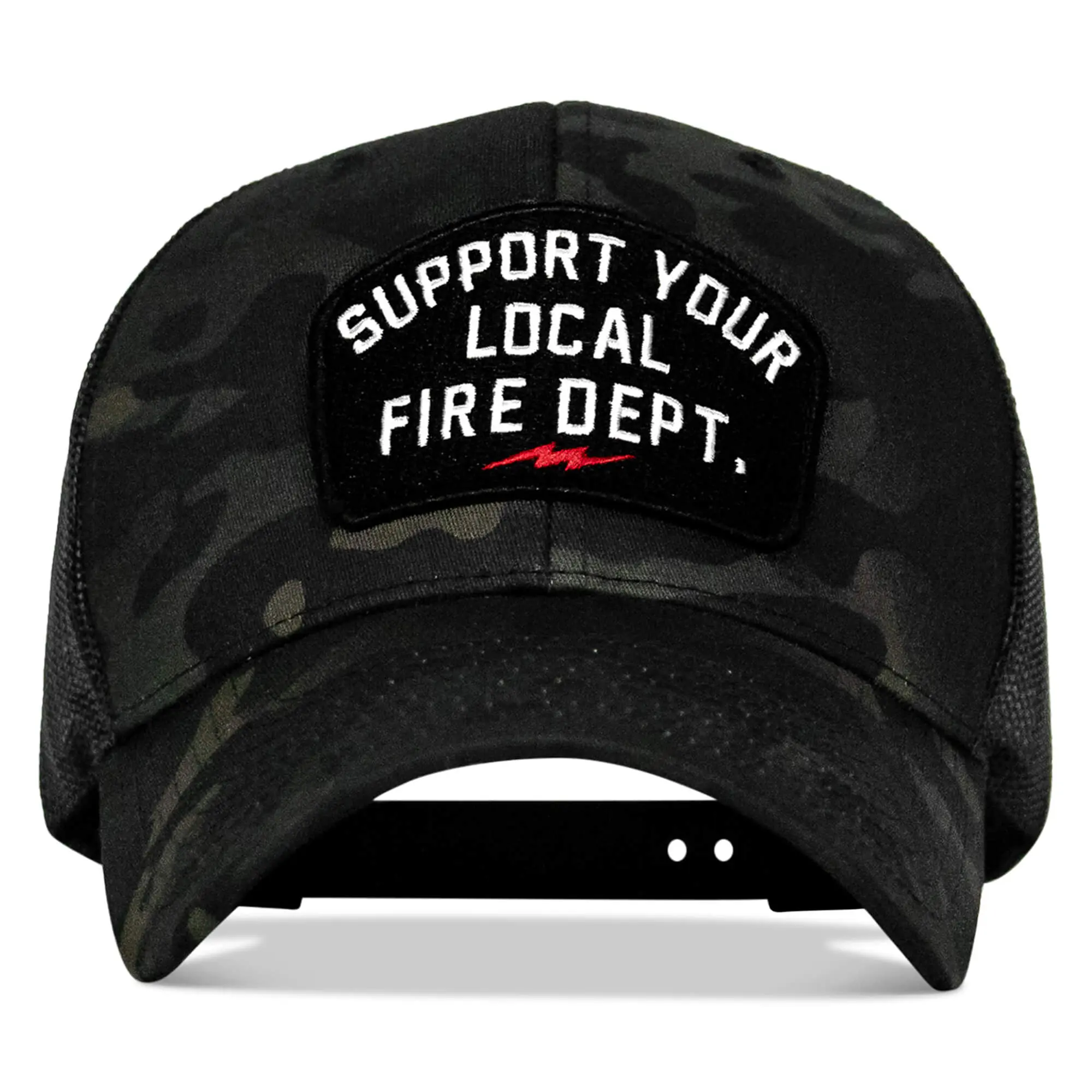 COMBAT IRON Firefighter Mid-Profile Structured Snapback Cap - Poly-Cotton Mix, Adjustable Baseball Cap, Breathable Classic Trucker Hat for Local Fire Dept. Support & Daily Wear