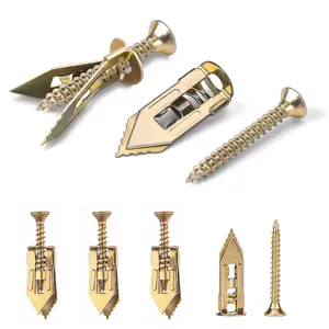 90 Pcs Self-Drilling Drywall Anchors with Screws Kit, Zinc Plated Steel, Easy Application No Drill or Holes in Wall, 45 Anchors and 45 Screws