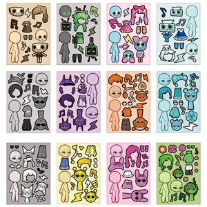 8/16pcs Sprunki Incredibox Sticker Children DIY Puzzle Funny Games Make-a-Face Assemble Jigsaw Sticker DIY Boys Girls Party Toys