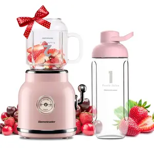 Smoothie Blender, Homeleader Personal Blender for Shakes and Smoothies, With 6 Sharp Blades, 21oz Travel Cup and Lids,Pink Machine,Function Blender Juicer